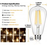 12-Pack Vintage 7W ST58 LED Edison Light Bulbs 60W Equivalent 850Lumens 3000K Soft Warm White E26 Base LED Filament Bulbs CRI90+ Antique Glass Style Great for Home Bedroom Office Non-Dimmable