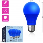 4 Pack Wiyifada A19 LED Blue Light Bulbs E26 110V 9W Blue LED Lights Replace up to 100W Colored Light Bulbs for Porch Home Lighting Party Decoration Holiday Lighting Blue Light