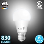 A19 LED Light Bulbs- 6 Pack AmeriTop Efficient 9W60W Equivalent 830 Lumens General Lighting Bulbs UL Listed Non-Dimmable E26 Standard Base 5000K Daylight