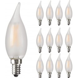 AMDTU E12 LED Chandelier Light Bulb-Frosted 40 watt Type B Candelabra Light Bulbs,Dimmable 2700k Soft White,for Ceiling Fan,Dining Room,Light Fixtures,Pack of 12 Candle Light Bulbs