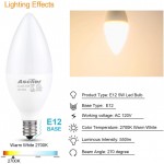 Ascher Classic E12 LED Candelabra Light Bulbs Equivalent 60W 550 Lumens Warm White 2700K Chandelier Bulb Non-dimmable Candelabra Base Pack of 5
