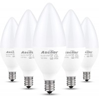 Ascher Classic E12 LED Candelabra Light Bulbs Equivalent 60W 550 Lumens Warm White 2700K Chandelier Bulb Non-dimmable Candelabra Base Pack of 5