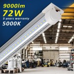 Barrina LED Shop Light 8FT 72W 9000LM 5000K Daylight White V Shape Clear Cover Hight Output Linkable Shop Lights T8 LED Tube Lights LED Shop Lights for Garage 8 Foot with Plug Pack of 10