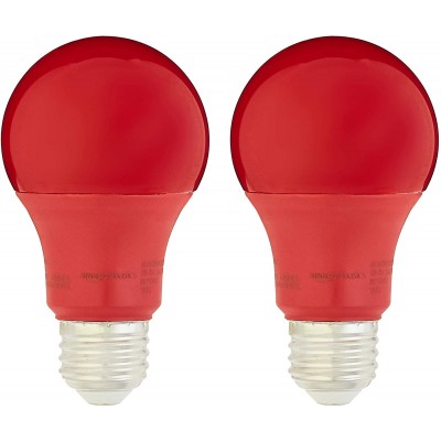 Basics 60 Watt Equivalent Red Non-Dimmable A19 LED Light Bulb | 2-Pack