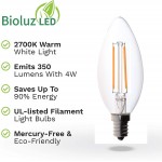 Bioluz LED 40W Filament Candelabra Bulb E12 Base High Efficiency LED Candle Bulbs UL Listed Pack of 6