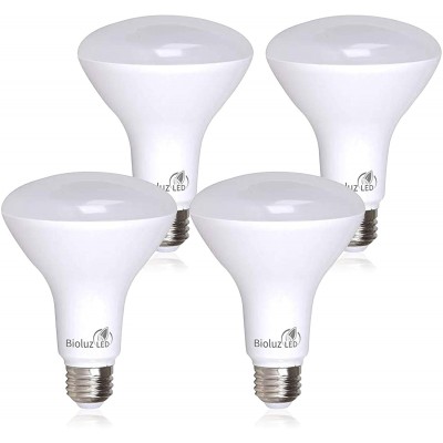Bioluz LED 90 CRI BR30 LED Bulb 3000K Soft White 7.5W = 65 Watt Replacement 650 Lumen Indoor Outdoor Flood Light UL Listed Title 20 High Efficacy Lighting Pack of 4