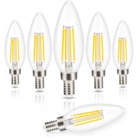 Candelabra LED Bulbs Filament Dimmable Vintage Edison Light Bulb Chandelier,Daylight 5000k,40 Watt Equivalent,400 Lumen,E12 Base,6 Pack