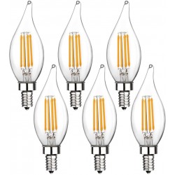 Candelabra LED Bulbs Ohderii E12 Base 40W Equivalent Chandelier Filament Candle Bulbs 400 Lumens 2700K Warm White Flame Tip Light Bulbs,Non-Dimmable Warm White
