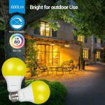 DEWENWILS 4 Pack LED Light Bulbs Outdoor A19 Yellow Light Bulb 9W60W Equivalent 600LM 2400K Amber Glow Non-Dimmable E26 Medium Screw Base UL Listed