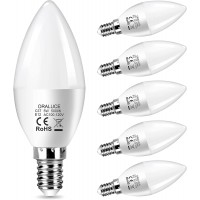 E12 LED Candelabra Light Bulbs 40 Watt Equivalent 5000K Daylight White Chandelier Light Bulbs Non-dimmable ORALUCE Type B Light Bulb for Ceiling Fan 5W 450LM 6 Pack
