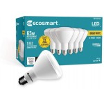 Ecosmart Bright White LED BR30 Dimmable Flood Bulb 65W Replacement 9 Watt 655 Lumens 3000K Indoor Outdoor Rated 6-Pack