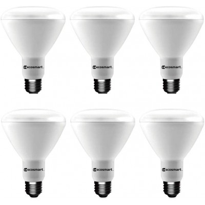 Ecosmart Bright White LED BR30 Dimmable Flood Bulb 65W Replacement 9 Watt 655 Lumens 3000K Indoor Outdoor Rated 6-Pack