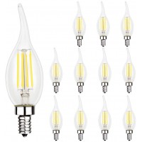 Energetic 12 Pack 60 Watt Dimmable LED Chandelier Light Bulb 500lm 5000K Daylight CA11 Filament LED Candle Light Bulb E12 Base  CRI 90+ UL Listed