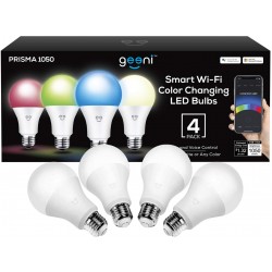 Geeni Prisma 1050 Lumens A21 Wi-Fi Multicolor Light Bulbs 2700K 4-Pack – Dimmable LED Bulbs 75-Watt Equivalent – No Hub Required – Works with  Alexa Hey Google