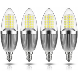 GEZEE LED Candelabra Bulb Non-Dimmable 100-Watt Light Bulbs Equivalent 12W LED Candle Bulbs,Daylight White 6000K Chandelier Bulbs E12 Candelabra Base 120V 1200Lumens Torpedo Shape4 Pack