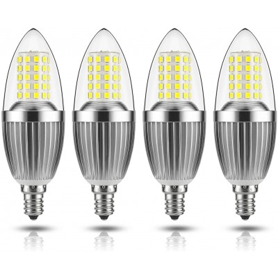 GEZEE LED Candelabra Bulb Non-Dimmable 100-Watt Light Bulbs Equivalent 12W LED Candle Bulbs,Daylight White 6000K Chandelier Bulbs E12 Candelabra Base 120V 1200Lumens Torpedo Shape4 Pack