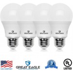 Great Eagle Lighting Corporation A19 LED Light Bulb 12W 75W Equivalent UL Listed 5000K Daylight 1050 Lumens Non-dimmable Standard Replacement 4 Pack