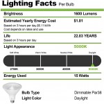 hykolity Outdoor Led Flood Light Waterproof PAR38 LED Bulb Dimmable 15W=150W 5000K Daylight 1600lm E26 Base UL Listed 6 Pack