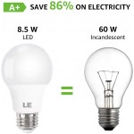 LE LED Light Bulbs 60 Watt Equivalent 8.5W Daylight White 5000K Non-Dimmable A19 E26 Standard Medium Base 11000 Hour Lifetime Pack of 5