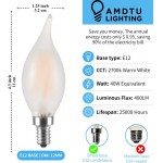 LED Frosted Candelabra Light Bulbs,AMDTU 40 watt Type B Light Bulbs Soft White 2700k,E12 Candle Base,Dimmable for Dining Room,Light Fixture,Ceiling Fan,Room Chandelier,6 Pack