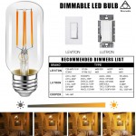 LED Light Bulbs Emotionlite E26 Dimmable Vintage Edison Tubular Bulb 40W Equivalent Warm White 4W 2700K 350LM Medium Base UL Listed 6 Pack