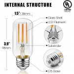 LED Light Bulbs Emotionlite E26 Dimmable Vintage Edison Tubular Bulb 40W Equivalent Warm White 4W 2700K 350LM Medium Base UL Listed 6 Pack