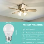 LED Refrigertaor Light Bulb Comzler E26 LED Bulbs 60 Watt Equivalent A15 Appliance Small Bulbs E26 Base with 4000K Natural White Ceiling Fan Bulb 600LM Indoor Outdoor Light Non-Dimmable 6 Pack