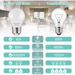 LED Refrigertaor Light Bulb Comzler E26 LED Bulbs 60 Watt Equivalent A15 Appliance Small Bulbs E26 Base with 4000K Natural White Ceiling Fan Bulb 600LM Indoor Outdoor Light Non-Dimmable 6 Pack