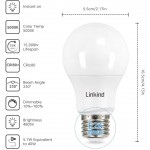 Linkind Dimmable A19 LED Light Bulbs 40W Equivalent E26 Base 5000K Daylight 5.7W 480 Lumens 120V UL Listed FCC Certified Pack of 6