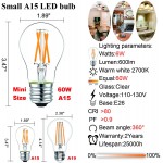 LiteHistory E26 LED Bulb 6W Equivalent 60 Watt Light Bulb Non-Dimmable A15 led Edison Bulb for Ceiling Fan,Wall sconces,Fridge,Desk lamp Warm White 2700K 600lm AC120V Clear 6 Pack