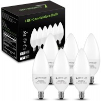 LOHAS E12 LED Bulb Dimmable 6W Candelabra Light Bulb 60W Equivalent 550Lumen LED Candle Light Bulbs Ceilling Fan Light Bulb for Home Office UL Listed 6 Pack Daylight White