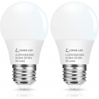 LOHAS Refrigerator Light Bulb 40W Equivalent LED A15 Bulb 5W LED 120V Fridge Lights E26 Medium Base Ceiling Fan Light Not-Dim Waterproof for Freezer Home Bathroom Kitchen Lighting 2 Pack