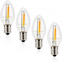 Night Light Bulbs Emotionlite C7 Candelabra LED Light Bulbs E12 Chandelier Base 4W 5W 6W 7W Incandescent Equivalent Warm White 2700K Clear 4 Pack