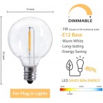 Pack of 25 G40 Led Replacement Light Bulbs 1W Shatterproof Globe Bulb fits E12 or C7 Candelabra Screw Base Sockets 1.5 Inch Dimmable Light Bulbs for Indoor Outdoor Patio Decor Warm White