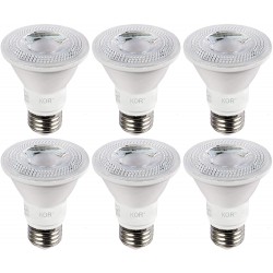 Pack of 6 KOR LED PAR20 Light Bulbs 8W Replaces 50W 50PAR20 3000K Soft White E26 Base Dimmable Waterproof Indoor Outdoor Use UL & Energy Star