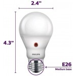 Philips LED Dusk-To-Dawn Outdoor A19 Light Bulb Flicker-Free 800 Lumen Soft White Light 2700K 8W=60W E26 Base 3-Pack