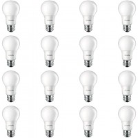 Philips LED Frosted A19 Non-Dimmable 800 Lumen Soft White Light 2700K 10W=60W E26 Base 16-Pack