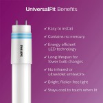 Philips LED Frosted Universal Fit 4-Foot T8 Tube Glass light Bulb EyeComfort Technology Non-Dimmable 1800 Lumen Daylight 5000K 16W=32W Medium Bi-Pin G13 Base 2-Pack Frosted White