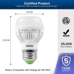 SANSI 60W Equivalent LED Light Bulbs 22-Year Lifetime,6 Pack 900 Lumens Light Bulb with Ceramic Technology,5000K Daylight Non-Dimmable E26 A15 Efficient & Safe 9W Energy Saving for Home Lighting