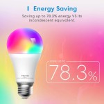 Smart Light Bulb meross Smart WiFi LED Bulbs Compatible with Apple HomeKit Siri Alexa Google Assistant and SmartThings Dimmable E26 Multicolor 2700K-6500K RGBCW 810 Lumens 60W Equivalent 4 Pack