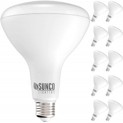 Sunco Lighting 10 Pack BR40 LED Light Bulbs Indoor Flood Light Dimmable 5000K Daylight 100W Equivalent 17W 1400 LM E26 Base Recessed Can Light High Lumen Flicker-Free UL & Energy Star