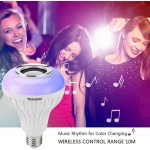 Texsens LED Light Bulb with Integrated Bluetooth Speaker 6W E26 RGB Changing Lamp Wireless Stereo Audio with 24 Keys Remote Control