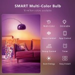 TJOY Alexa Smart Light Bulbs WiFi Led Light Bulb Work with Alexa&Google Home Dimmable RGB Color Changing 2700-6500K Smart App Control 2.4Ghz Only A19 E26 9W 60W Equivalent 800 Lumen ,1 Pack