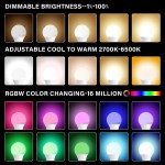 TJOY Alexa Smart Light Bulbs WiFi Led Light Bulb Work with Alexa&Google Home Dimmable RGB Color Changing 2700-6500K Smart App Control 2.4Ghz Only A19 E26 9W 60W Equivalent 800 Lumen ,1 Pack
