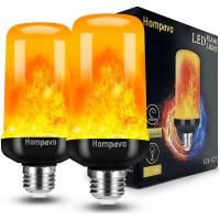 [Upgraded] Hompavo LED Flame Light Bulb 4 Modes Flickering Light Bulbs with Upside Down Effect E26 E27 Base Flame Bulb for Halloween Christmas Party Indoor and Outdoor Home Decoration 2 Pack