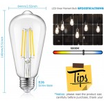 Vintage LED Dimmable Edison Light Bulbs 100W Incandescent Equivalent 8W 1200Lumens E26 Base LED Filament Bulb 5000K Daylight White ST64 ST21 Antique Clear Glass for Home Reading Bathroom 4-Pack