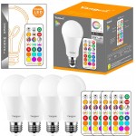 Yangcsl LED Light Bulbs 85W Equivalent 1200lm RGB Color Changing Light Bulb 6 Moods Memory Sync Dimmable A19 E26 Screw Base Timing Remote Control Included Pack of 4