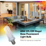 65W CFL Bulb E39 Mogul Base Fluorescent Bulb by Lumenivo Incandescent 300W Equivalent CFL Quad Tube 4U 65W for Security Lighting Fixtures 6500K Daylight 1 Pack