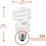 Compact Fluorescent Light Bulb T2 Spiral CFL 4100k Cool White 13W 60 Watt Equivalent 900 Lumens E26 Medium Base 120V UL Listed Pack of 2