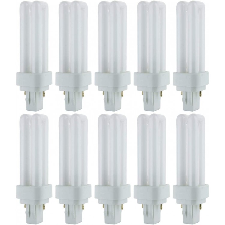 Laborate Lighting 13-Watt Double Tube Compact Fluorescent Light Bulb 3500K 780 Lumens 82 CRI T4 Shape GX23-2 Bi-Pin Base Pack of 10